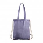 Bolsa y mochila de cuerdas 2 en 1 de algodón Fairtrade 140g/m2 color azul primera vista