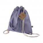 Bolsa y mochila de cuerdas 2 en 1 de algodón Fairtrade 140g/m2 color azul vista detalle 4