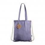 Bolsa y mochila de cuerdas 2 en 1 de algodón Fairtrade 140g/m2 color azul segunda vista