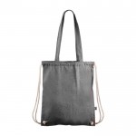 Bolsa y mochila de cuerdas 2 en 1 de algodón Fairtrade 140g/m2 color negro tercera vista