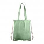 Bolsa y mochila de cuerdas 2 en 1 de algodón Fairtrade 140g/m2 color verde segunda vista