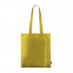 Bolsa de algodón Fairtrade con asas largas en varios colores 180g/m2 color amarillo cuarta vista