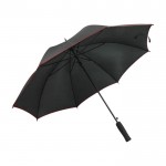 Paraguas negro de pongee con detalles a color en los bordes Ø105 color rojo cuarta vista