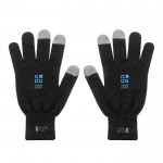 Guantes de RPET con punteras aptas para el uso de pantalla táctil color negro vista principal