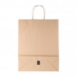 Bolsa grande de papel kraft con asas rizadas 120g/m2 color beige tercera vista