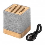 Altavoz inalámbrico de poliéster reciclado y bambú con USB incluido 3W color gris tercera vista