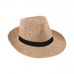 Sombrero de papel en color marrón con cinta negra