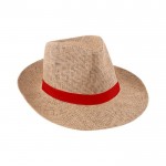 Sombrero de papel en color marrón con cinta roja