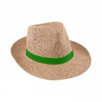 Sombrero de papel en color marrón con cinta verde