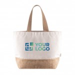 Bolsa de algodón reciclado con base y asa de yute 320 g/m2 color natural vista principal