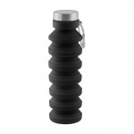 Botella de silicona con cuerpo plegable y tapón de metal 500ml color negro primera vista