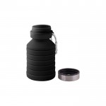Botella de silicona con cuerpo plegable y tapón de metal 500ml color negro tercera vista