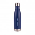 Botella de acero inoxidable reciclado con base y tapón plateado 500ml color azul marino vista principal