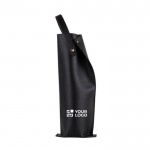 Funda para botellas de vino de cuero sintético con asa y fuelle color negro vista principal