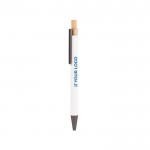 Bolígrafo de aluminio reciclado con acabado mate y tinta azul color blanco vista principal