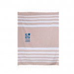 Pareo grande de algodón reciclado con flecos blancos 145 g/m2 color beige vista principal