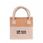 Bolsa nevera de yute y asas resforzadas de algodón para transporte color natural vista principal