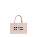 Bolsa pequeña de algodón reciclado para personalizar con asa corta color natural vista principal