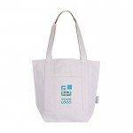 Bolsa de algodón reciclado con bolsillo exterior en un lado color natural vista principal