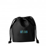 Bolsa pequeña de nylon con elegante cierre de cordones negros color negro vista principal