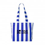 Bolsa para la playa de algodón reciclado con diseño a rayas color azul real vista principal