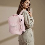 Mochila para portátil de poliéster ideal para viajes 15'' color rosa cuarta vista