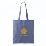 Bolsa tote de algodón y poliéster con asas largas 120 g/m2 color azul cuarta vista