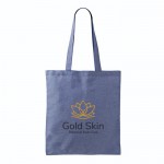 Bolsa tote de algodón y poliéster con asas largas 120 g/m2 color azul sexta vista