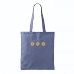 Bolsa tote de algodón y poliéster con asas largas 120 g/m2 color azul vista detalle 2