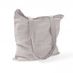 Bolsa tote de algodón y poliéster con asas largas 120 g/m2 color gris tercera vista