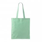 Bolsa tote de algodón y poliéster con asas largas 120 g/m2 color verde claro primera vista