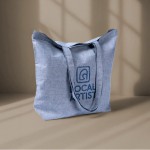 Bolsa tote de algodón y poliéster con asas largas 220 g/m2 color azul quinta vista