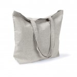 Bolsa tote de algodón y poliéster con asas largas 220 g/m2 color gris tercera vista