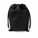 Neceser tipo bolsa hecho de cuero sintético y cierre de cordones color negro segunda vista