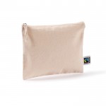 Neceser plano de algodón Fairtrade con tirador a juego 220 g/m2 color natural segunda vista