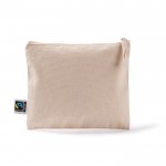 Neceser plano de algodón Fairtrade con tirador a juego 220 g/m2 color natural tercera vista