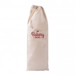 Bolsa para pan baguette de algodón reciclado con cierre de cordón color natural cuarta vista