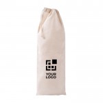 Bolsa para pan baguette de algodón reciclado con cierre de cordón color natural vista principal