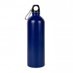 Botella de acero inoxidable reciclado y mosquetón plateado 750ml color azul primera vista