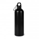 Botella de acero inoxidable reciclado y mosquetón plateado 750ml color negro primera vista