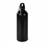 Botella de acero inoxidable reciclado y mosquetón plateado 750ml color negro segunda vista
