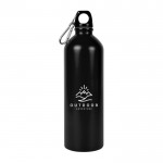 Botella de acero inoxidable reciclado y mosquetón plateado 750ml color negro tercera vista
