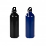Botella de acero inoxidable reciclado y mosquetón plateado 750ml color negro cuarta vista