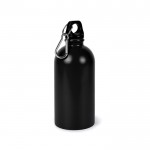 Botella de acero inoxidable reciclado y mosquetón plateado 500ml color negro segunda vista