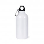 Botella de acero reciclado con mosquetón para sublimación 500ml color blanco primera vista