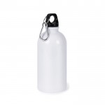 Botella de acero reciclado con mosquetón para sublimación 500ml color blanco segunda vista