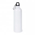 Botella de acero reciclado con mosquetón para sublimación 750ml color blanco primera vista