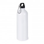 Botella de acero reciclado con mosquetón para sublimación 750ml color blanco segunda vista