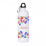 Botella de acero reciclado con mosquetón para sublimación 750ml color blanco cuarta vista