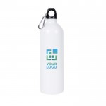 Botella de acero reciclado con mosquetón para sublimación 750ml color blanco vista principal